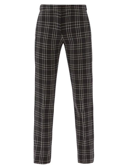 Matchesfashion.com Alexander Mcqueen - Checked Wool-twill Slim-leg Trousers - Womens - Black White