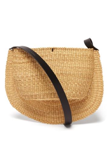 Ines Bressand - No.28 Leather-strap Woven-grass Shoulder Bag - Womens - Beige Multi
