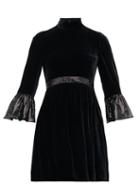 Matchesfashion.com Miu Miu - Sequinned Cuff Velvet Mini Dress - Womens - Black