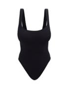Hunza G - Square-neck Crinkle-jersey Swimsuit - Womens - Black