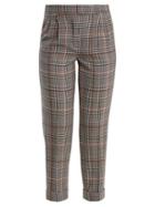 Matchesfashion.com Amanda Wakeley - Prince Of Wales Checked Stretch Wool Trousers - Womens - Black Multi