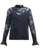 Matchesfashion.com See By Chlo - Floral Lace Mesh Blouse - Womens - Navy