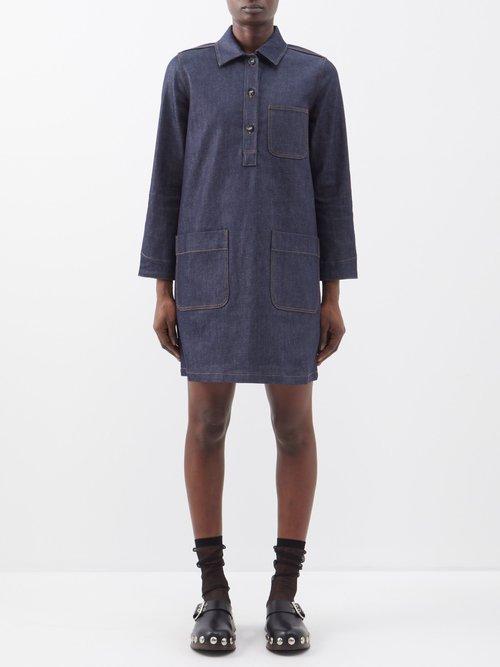 A.p.c. - Aurelia Patch-pocket Denim Dress - Womens - Indigo