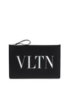 Matchesfashion.com Valentino - Vltn Print Leather Pouch - Mens - Black