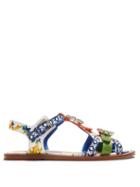 Matchesfashion.com Dolce & Gabbana - Majolica Crystal Embellished Leather Sandals - Womens - Blue Multi