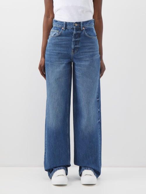 Raey - 90s Organic Cotton High-waisted Wide-leg Jeans - Womens - Dark Blue