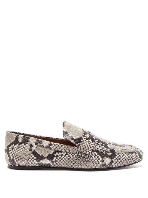 Matchesfashion.com Joseph - Collapsible-heel Python-print Leather Loafers - Womens - Python