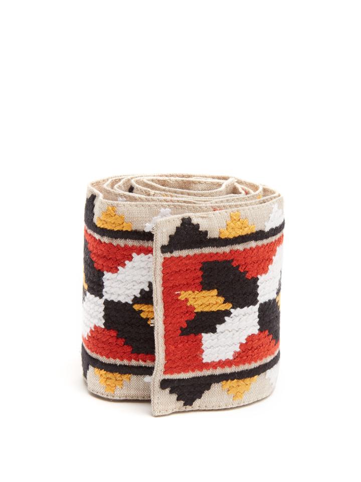 Vita Kin Butterfly Embroidered Linen Belt