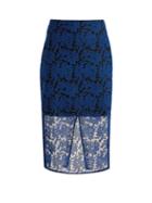 Matchesfashion.com Diane Von Furstenberg - Geometric Embroidered Tulle Pencil Skirt - Womens - Blue
