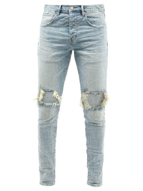 Purple Brand - P002 Distressed Garment-dyed Skinny-leg Jeans - Mens - Blue