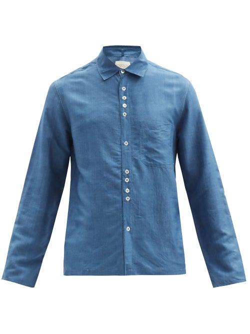 Matchesfashion.com Harago - Chest-pocket Silk Shirt - Mens - Indigo
