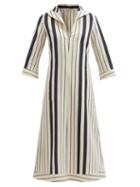 Matchesfashion.com Zeus + Dione - Centaur Striped Certified-viscose Kaftan Dress - Womens - Blue Beige