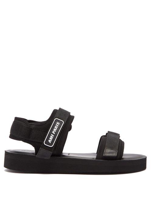 Matchesfashion.com Ami - Logo Neoprene And Canvas Sandals - Mens - Black