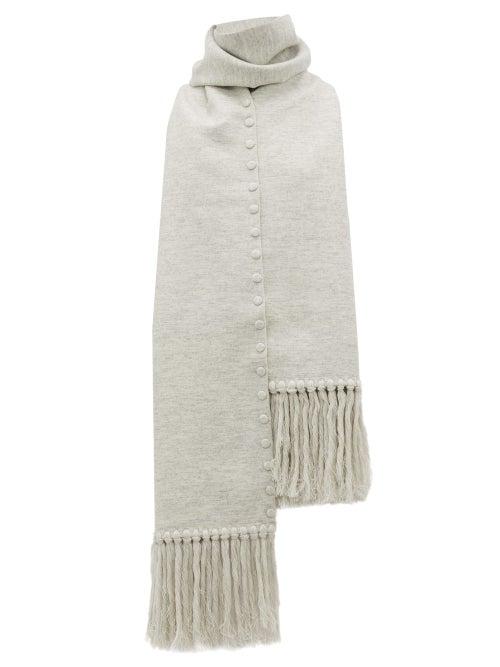 Matchesfashion.com Jil Sander - Fringed Press Stud Wool Scarf - Womens - Grey