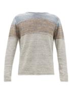 Matchesfashion.com Inis Mein - Gradient Linen Sweater - Mens - Blue Multi