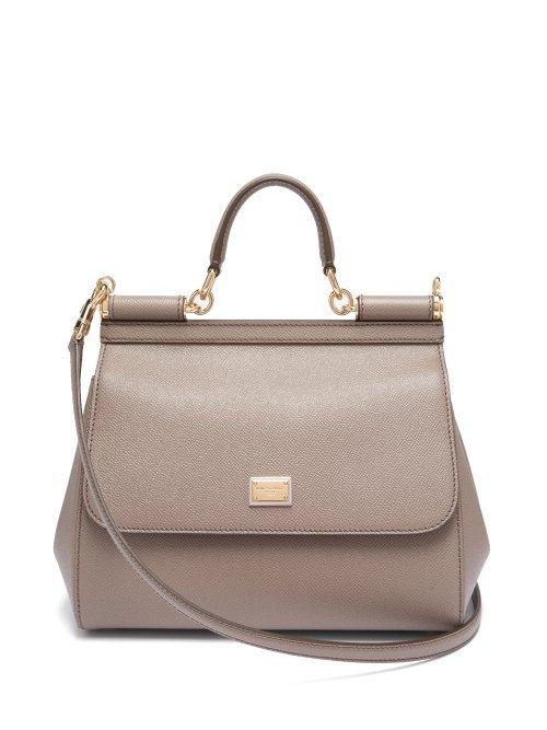 Matchesfashion.com Dolce & Gabbana - Sicily Medium Dauphine Leather Bag - Womens - Light Grey