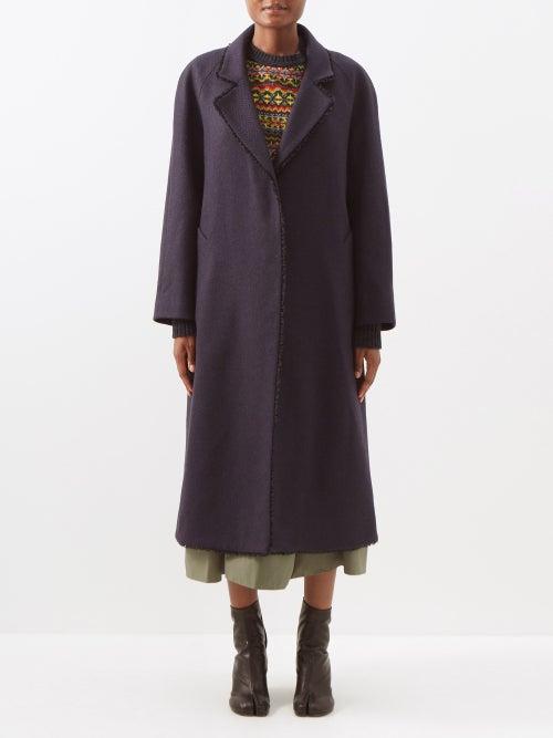 Molly Goddard - Leroy Lace-trim Herringbone-wool Oversized Coat - Womens - Navy Black