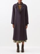 Molly Goddard - Leroy Lace-trim Herringbone-wool Oversized Coat - Womens - Navy Black