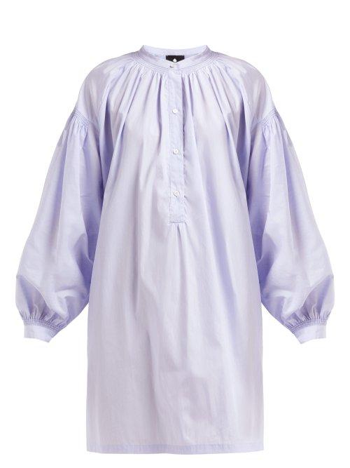 Matchesfashion.com Su Paris - Maya Balloon Sleeved Cotton Kaftan - Womens - Light Blue
