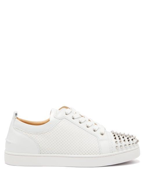 Matchesfashion.com Christian Louboutin - Ac Louis Junior Spikes Mesh And Leather Trainers - Mens - White