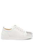Matchesfashion.com Christian Louboutin - Ac Louis Junior Spikes Mesh And Leather Trainers - Mens - White