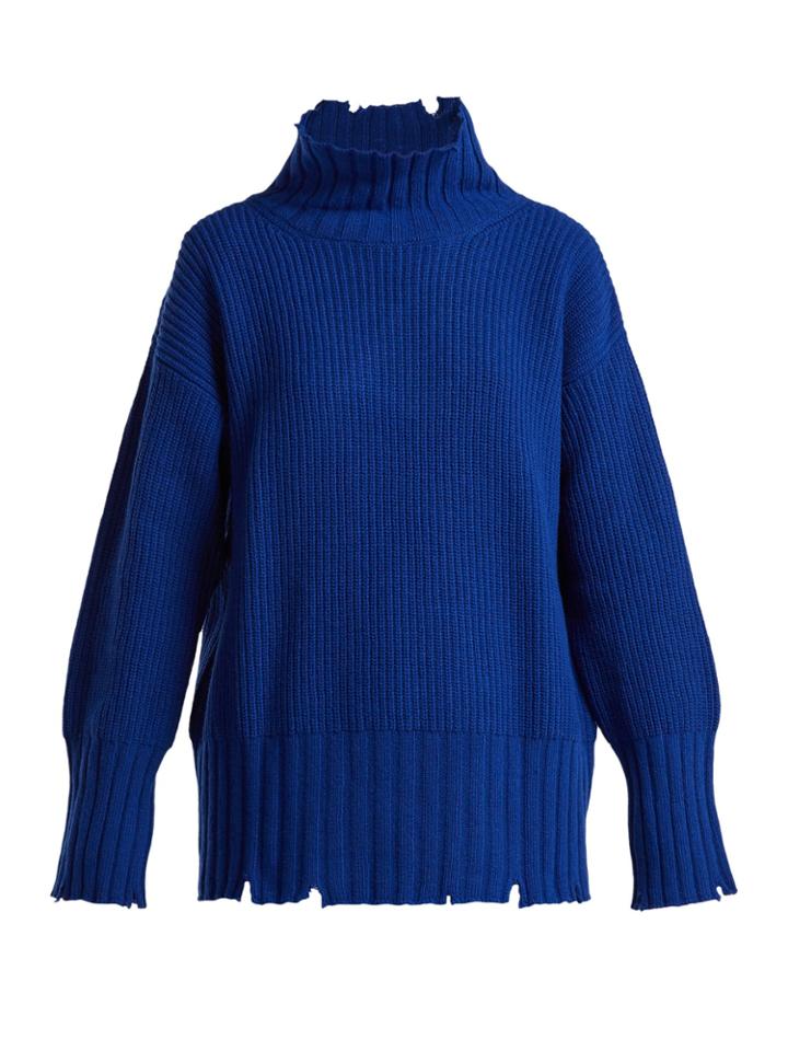 Msgm Distressed Oversized Wool-blend Sweater