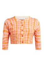 Matchesfashion.com Altuzarra - Anita Gingham Print Silk Blend Cardigan - Womens - Orange Multi