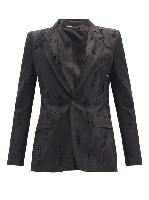 Matchesfashion.com Givenchy - Beaded Abstract-jacquard Single-breasted Blazer - Mens - Black