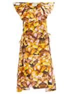 Kika Vargas - Zulma Floral-print Cotton-blend Dress - Womens - Orange Multi