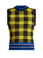 Matchesfashion.com Versace - Tartan Jacquard Knit Wool Blend Sweater - Womens - Yellow Multi
