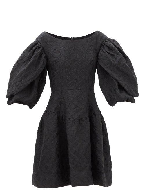 Simone Rocha - Scoop-neck Puff-sleeve Cloqu Dress - Womens - Black