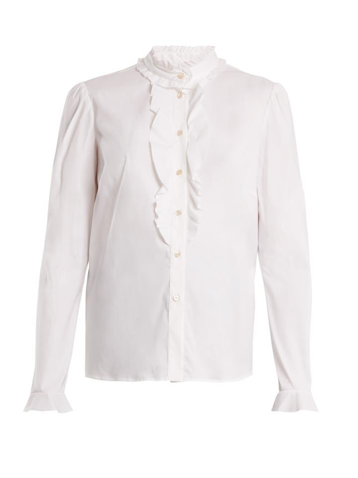 Redvalentino Ruffled-trim Cotton-blend Blouse