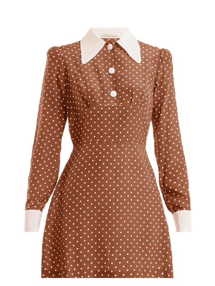Alessandra Rich Polka-dot Silk Crepe De Chine Dress