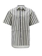 Matchesfashion.com E. Tautz - Lineman Short-sleeved Striped Cotton-blend Shirt - Mens - White Multi