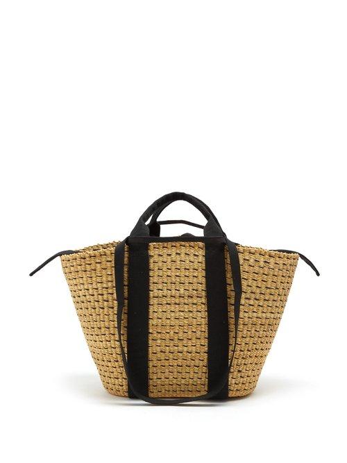 Matchesfashion.com Muu - Blaise Large Canvas And Hand Woven Straw Tote - Womens - Black