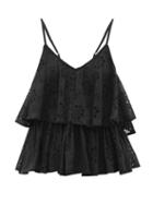 Matchesfashion.com Mes Demoiselles - Beluga Ruffled Broderie-anglaise Cotton Cami Top - Womens - Black