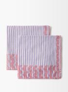 Pippa Holt - Set Of Two No. 174 Zigzag Cotton Napkins - Womens - Purple Multi