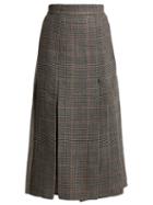 Matchesfashion.com Erdem - Ifannia Houndstooth Wool Blend Pleated Skirt - Womens - Black White