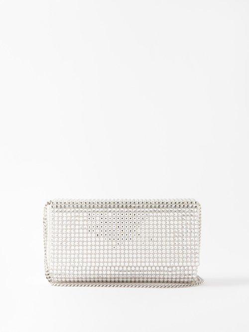 Amina Muaddi - Superamini Paloma Crystal-satin Clutch Bag - Womens - Silver