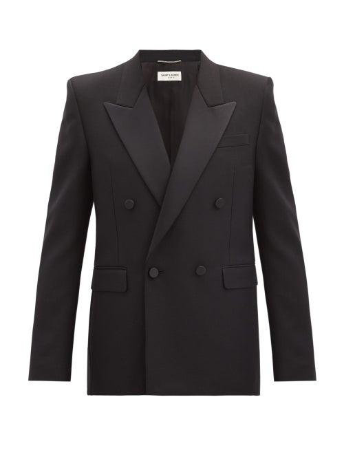 Matchesfashion.com Saint Laurent - Double-breasted Satin-lapel Wool Tuxedo Jacket - Mens - Black