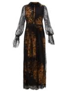 Matchesfashion.com Etro - Nottingham Lace And Floral Print Crepe Gown - Womens - Black Multi