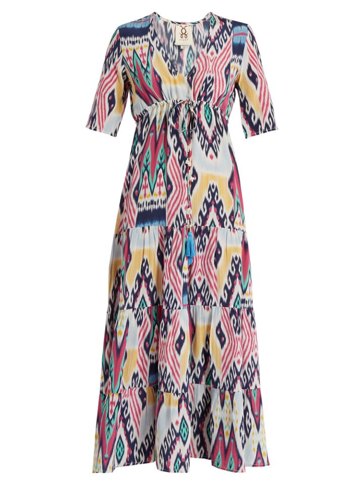 Figue Kalila Ikat-print Silk Midi Dress