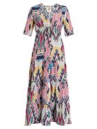 Figue Kalila Ikat-print Silk Midi Dress