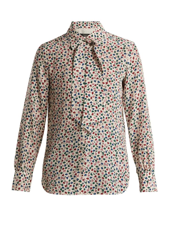 Weekend Max Mara Leaf-print Silk Blouse