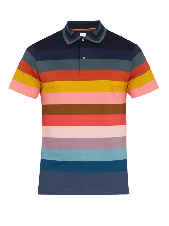 Paul Smith Rainbow Striped Cotton-piqu Polo Shirt