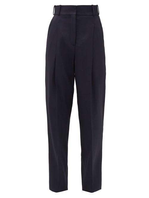 Matchesfashion.com Another Tomorrow - High-rise Twill Slim Trousers - Womens - Navy