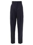 Matchesfashion.com Another Tomorrow - High-rise Twill Slim Trousers - Womens - Navy