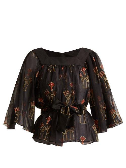 Matchesfashion.com Zandra Rhodes - Archive Ii The 1967 Lipstick Blouse - Womens - Black Print