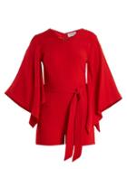Matchesfashion.com Osman - Joanna Tie Waist Crepe Playsuit - Womens - Red