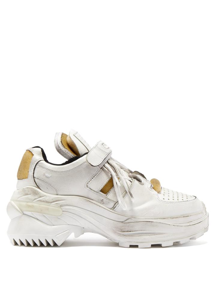 Maison Margiela Retro Fit Deconstructed Low-top Leather Trainers